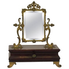 1910 French Jewelry Box with Brass Mirror