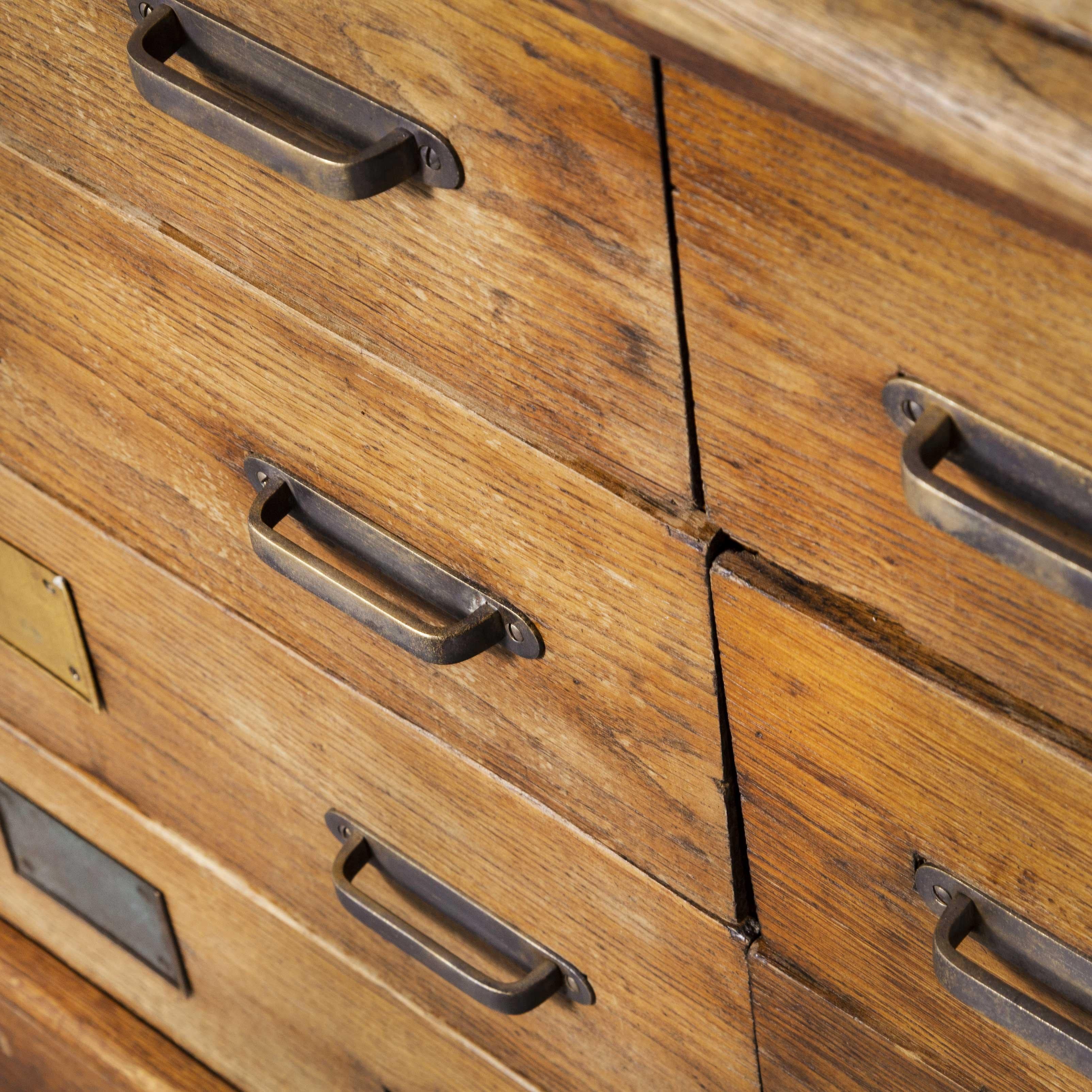 Early 20th Century 1910 French Large Bank of Solid Oak Collectors Drawers, Chest of Drawers