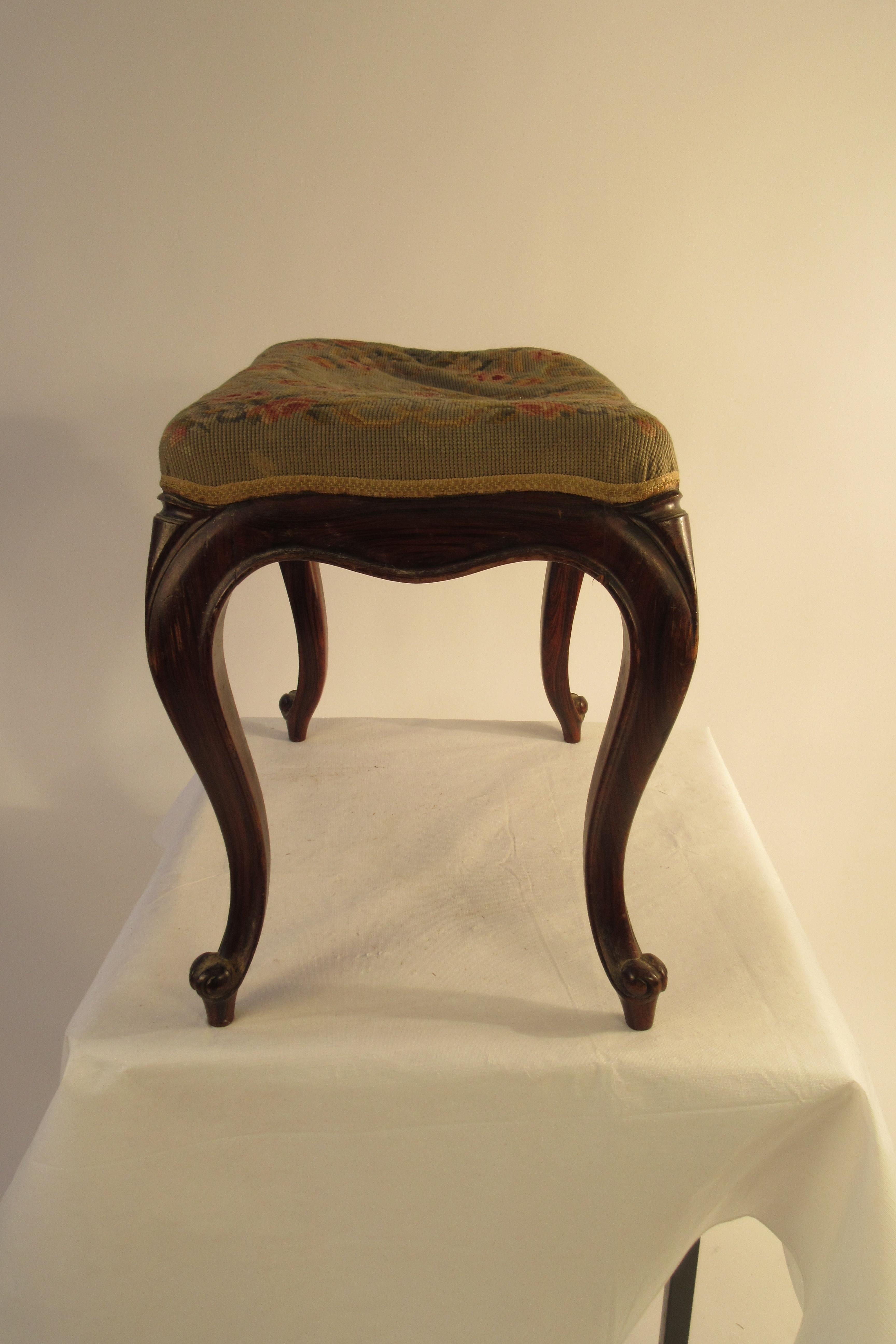 1910 French Rosewood Footstool In Fair Condition In Tarrytown, NY