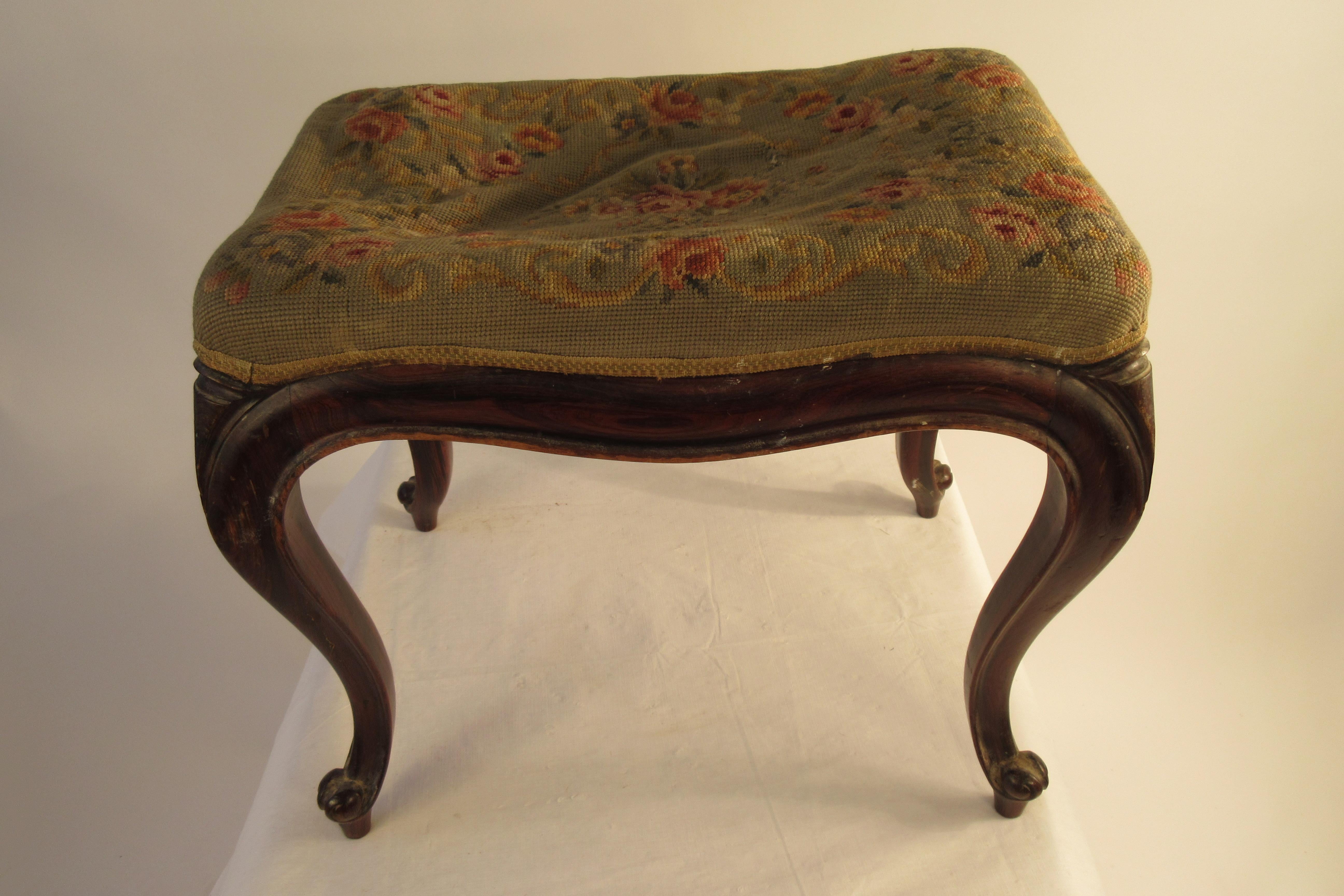 Early 20th Century 1910 French Rosewood Footstool