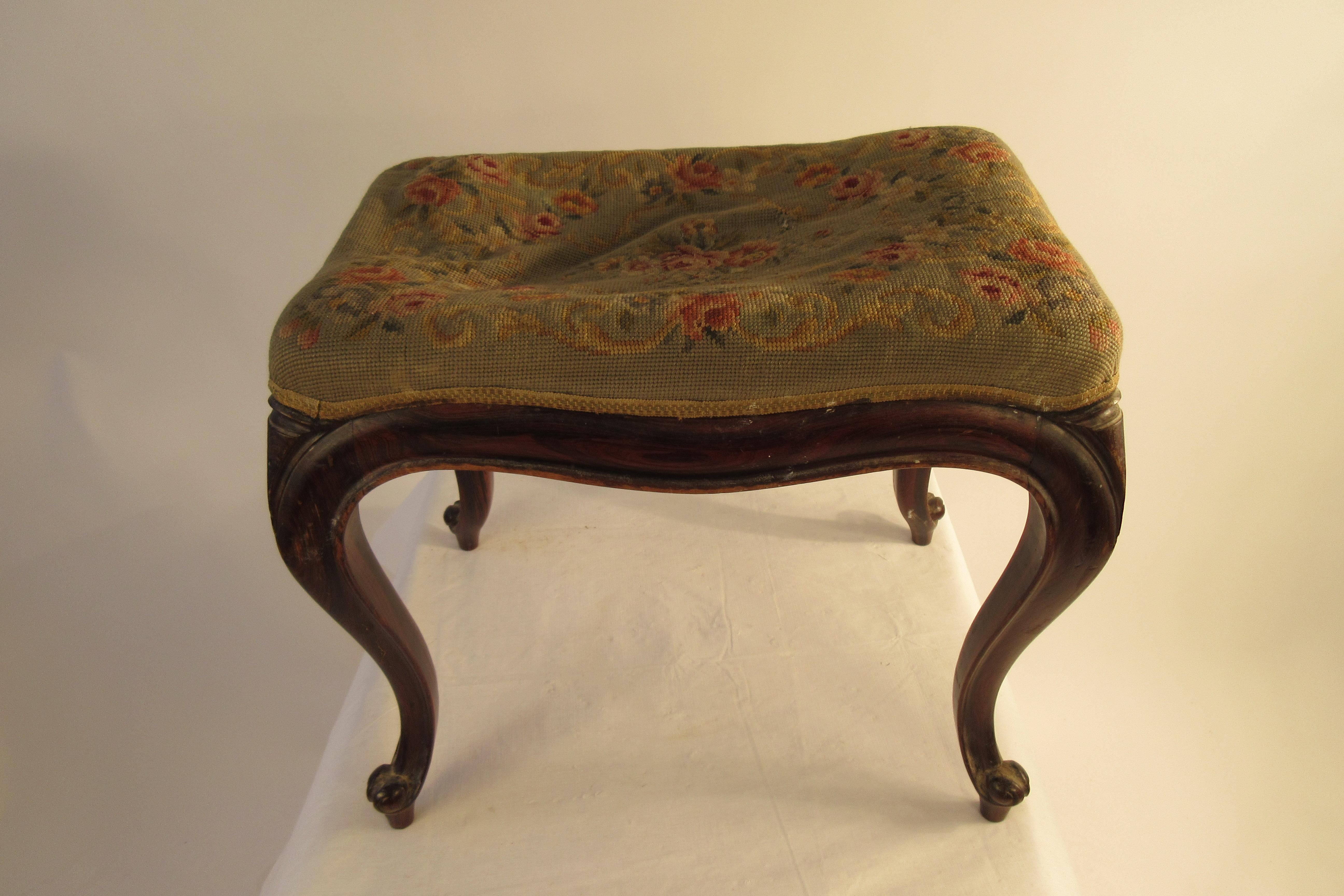 1910 French Rosewood Footstool 1