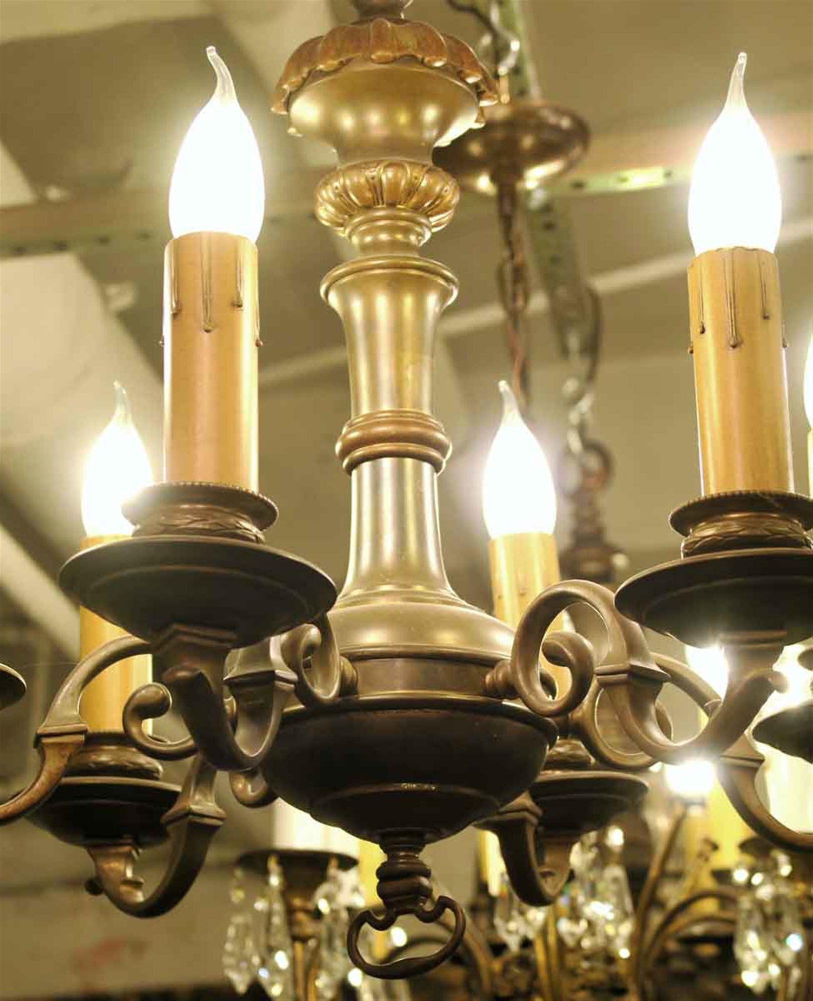 Early 20th Century 1910 Georgian Style Bronze Chandelier with Six Lights