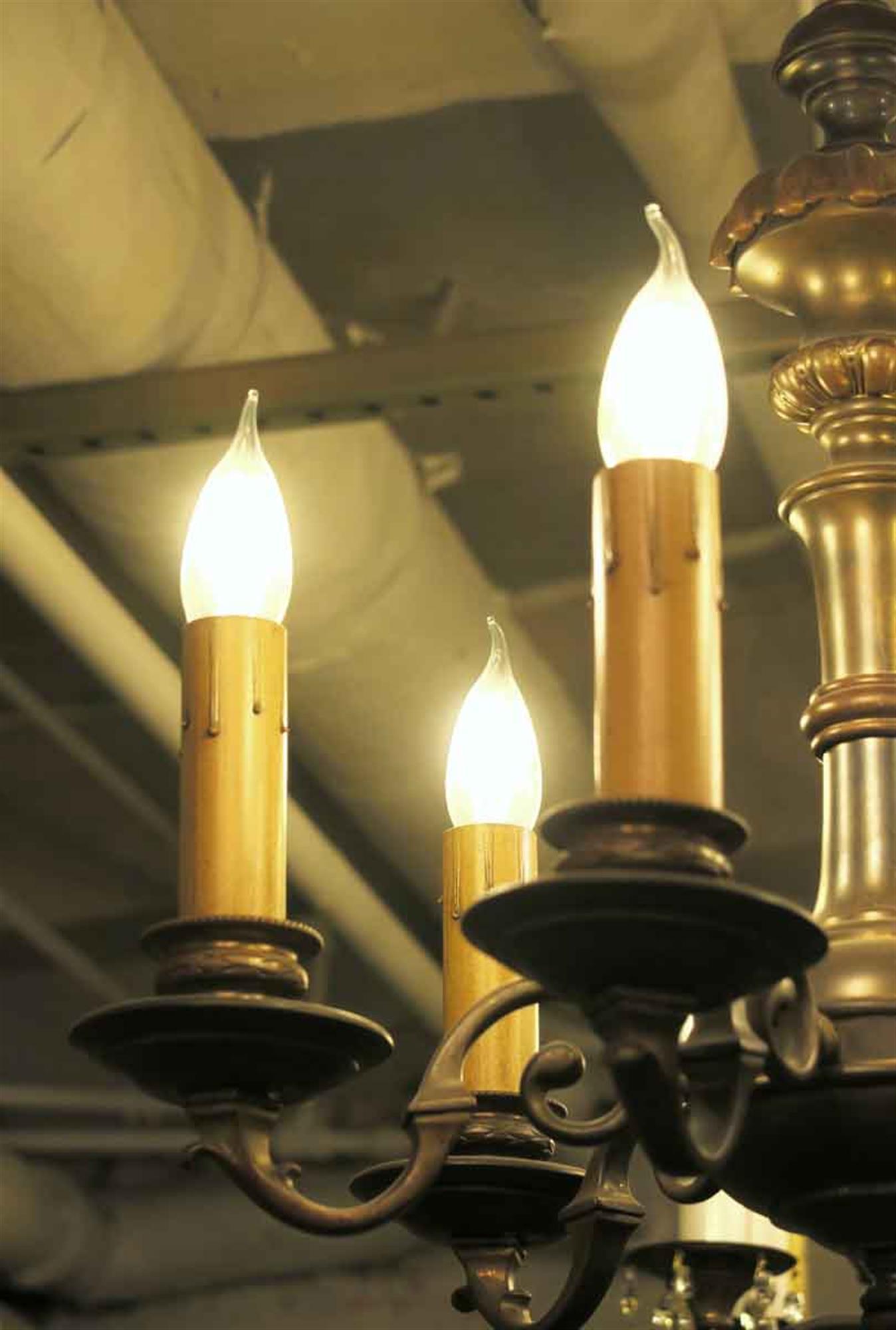 1910 Georgian Style Bronze Chandelier with Six Lights 2