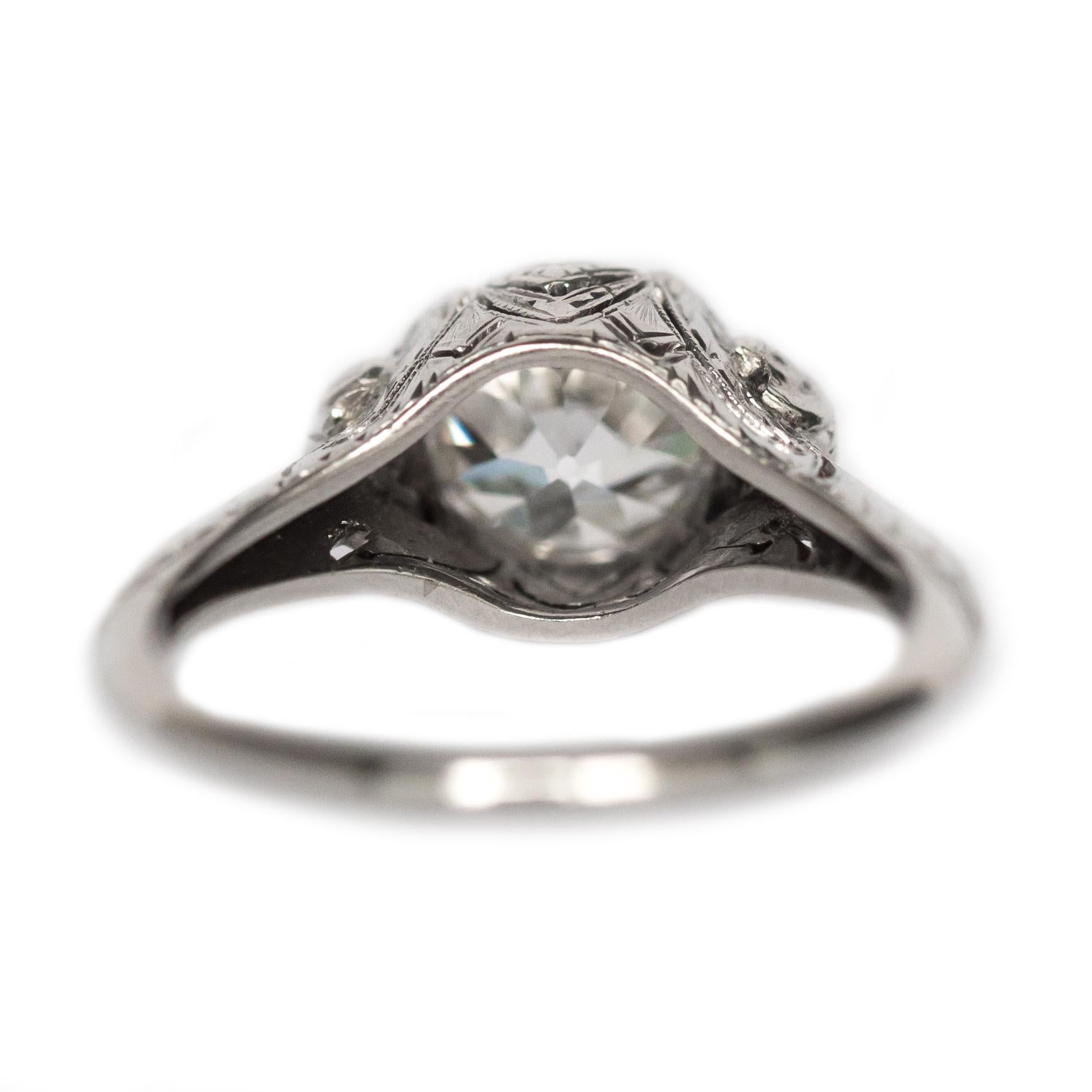 1910 GIA-zertifizierter 1,64 Karat Diamant-Verlobungsring mit alteuropäischem Brillantschliff (Edwardian) im Angebot