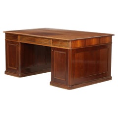 1910 Heinrich Wenck Hartholz Partners-Schreibtisch mit Schubladen, Türen und Schlüsseln