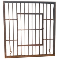 Antique 1910 Iron Jail Window with Single Door Opening