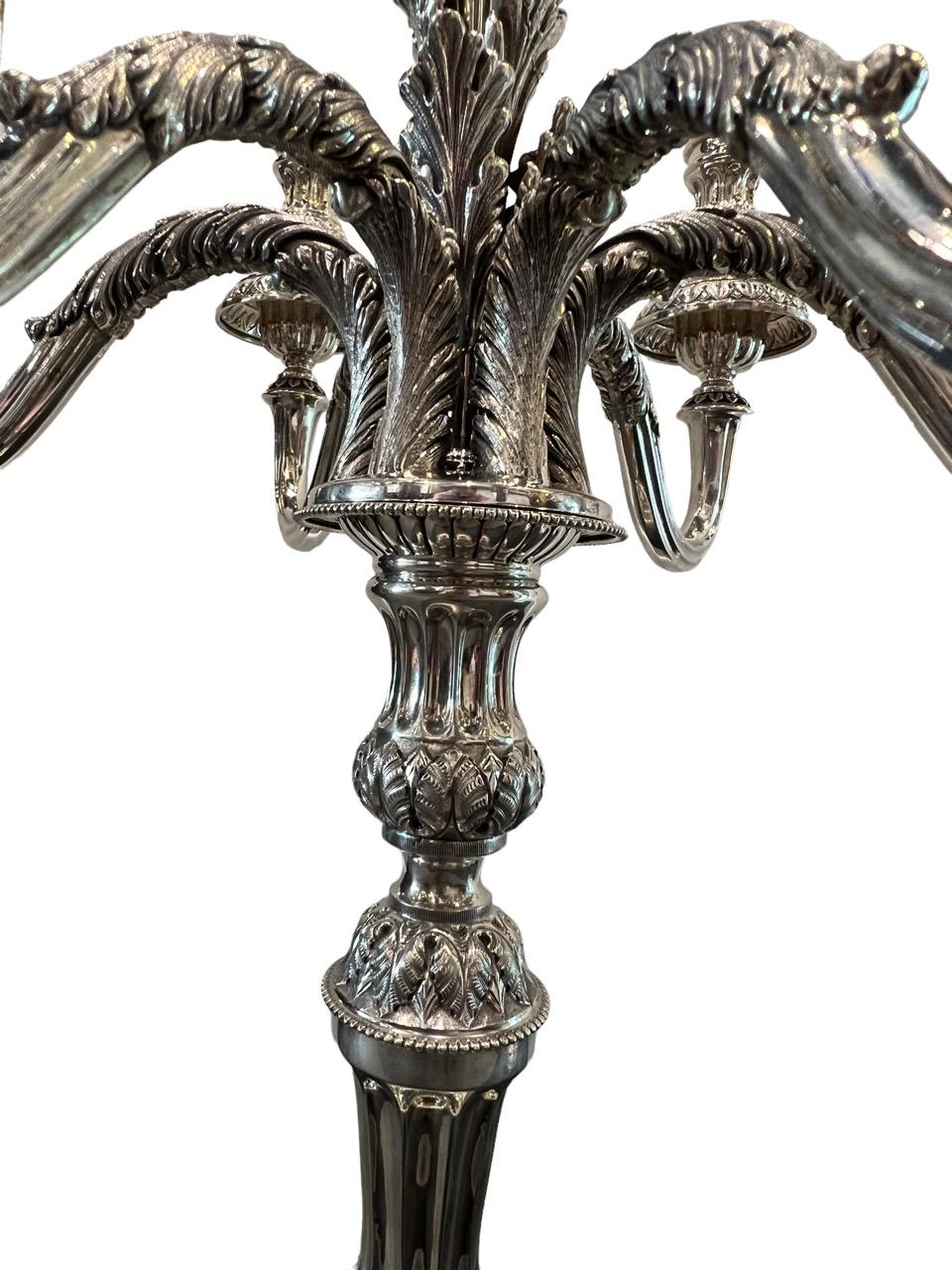1910 Italian Pair of Sterling Silver Candelabras, Tall and Heavy 10