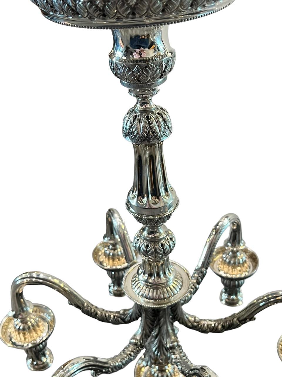 1910 Italian Pair of Sterling Silver Candelabras, Tall and Heavy 4