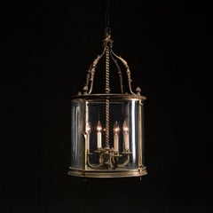 1910 Large Bronze gilt Louis XVI style lantern pendant light