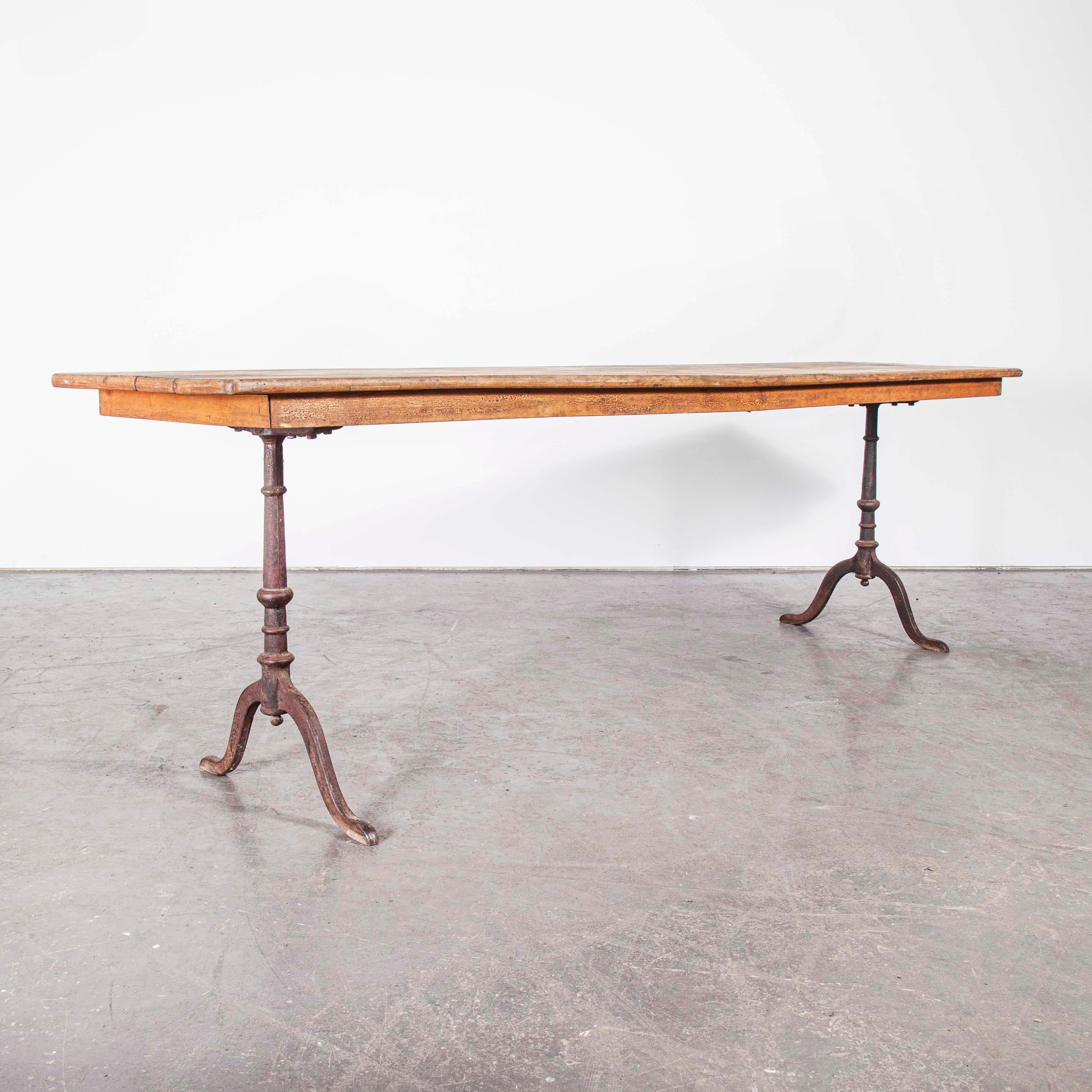1910 Large French Cast Base Dining Table, Rectangular In Good Condition In Hook, Hampshire