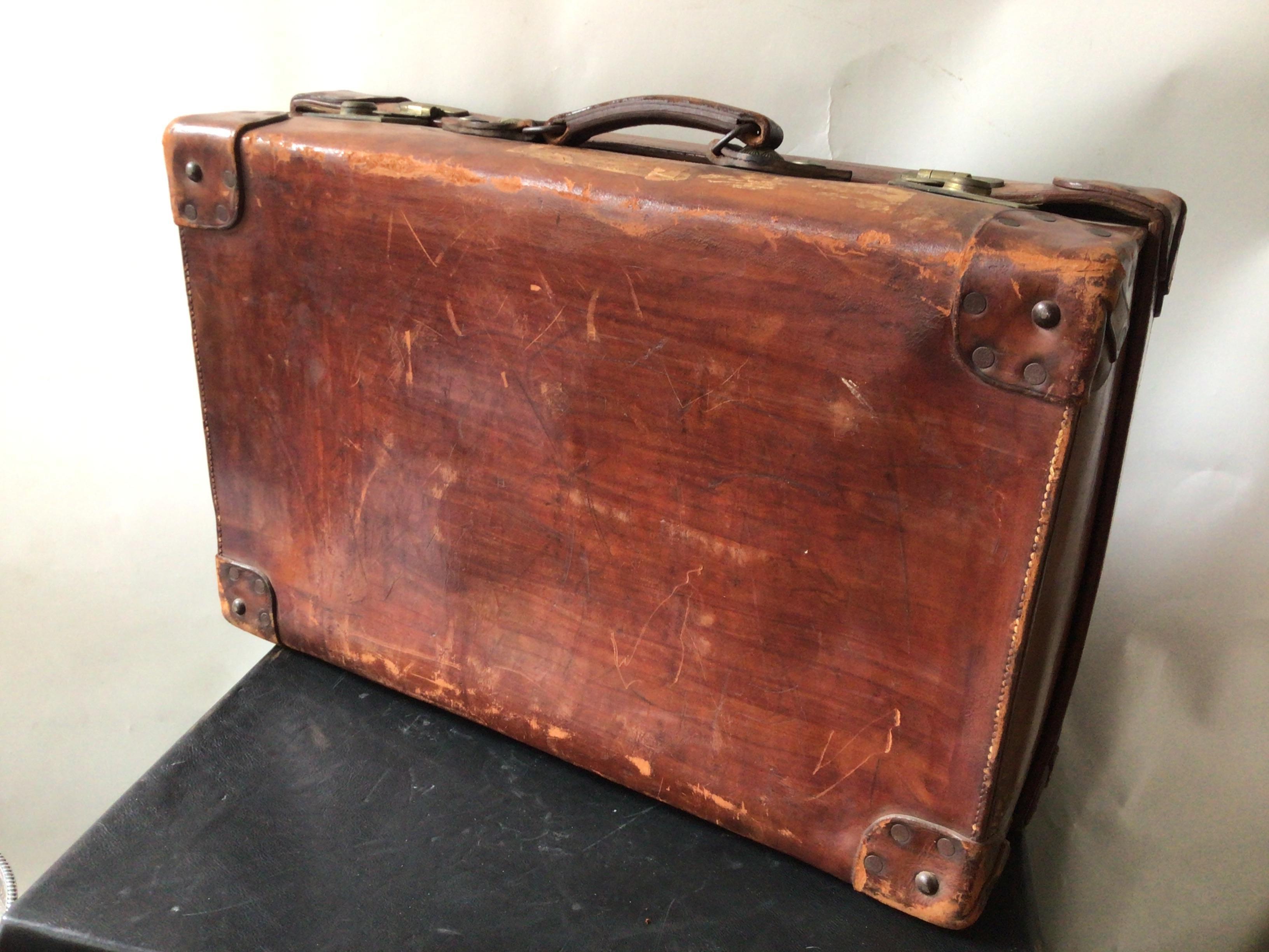old fashioned leather suitcase
