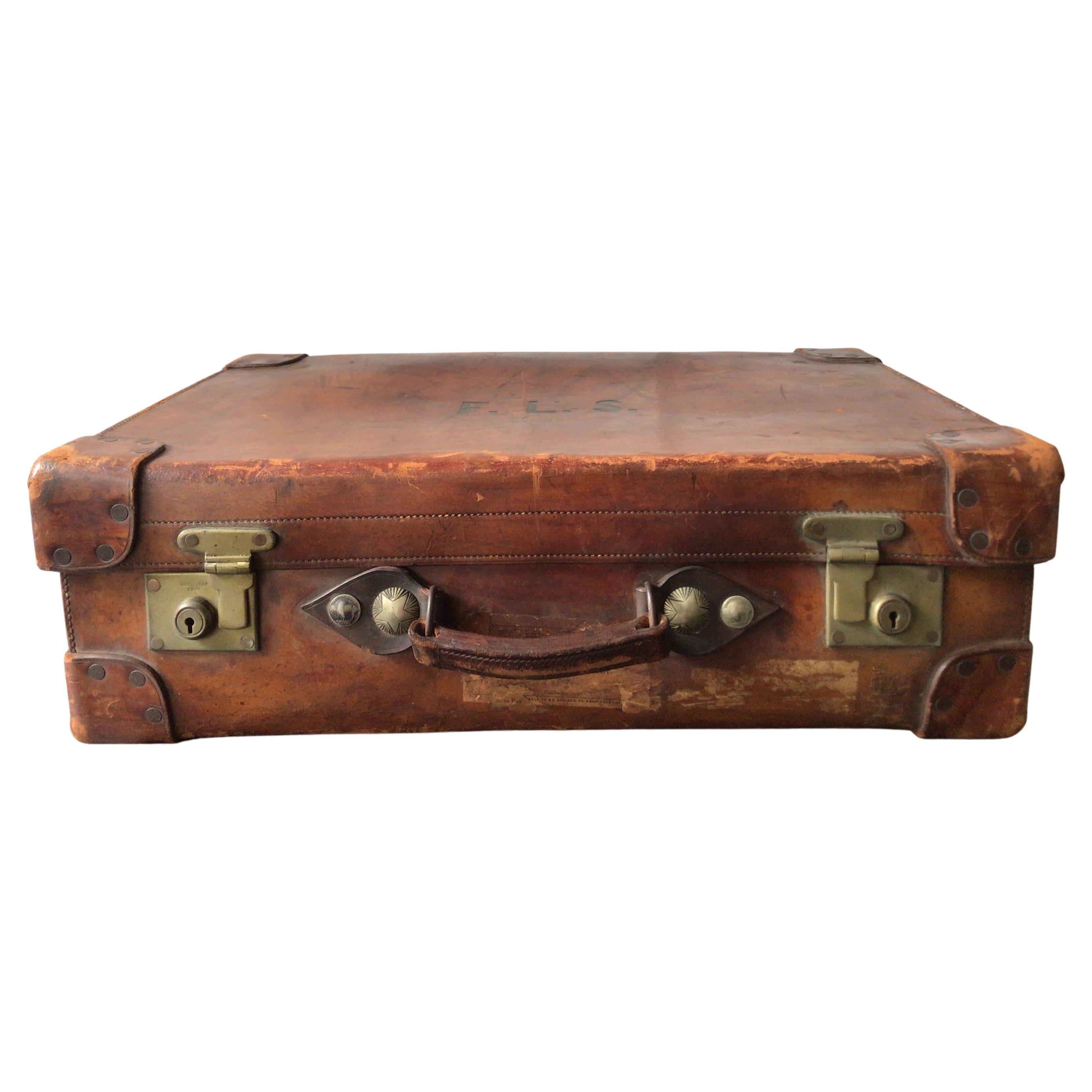 1910 Leather Suitcase For Sale