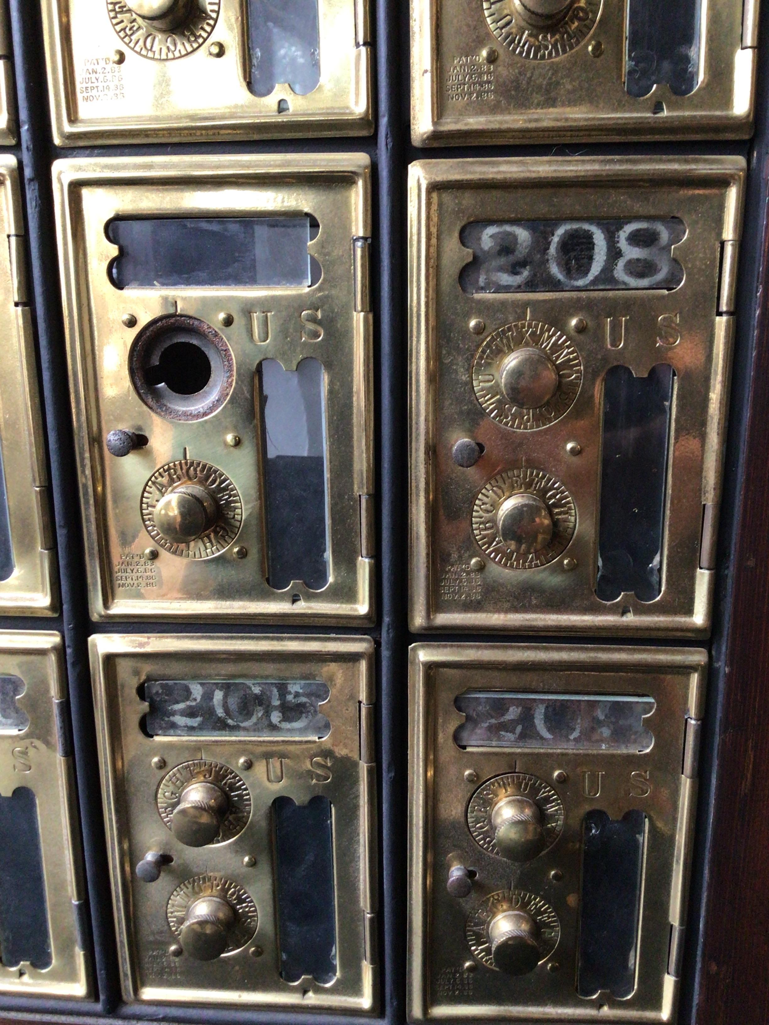 Brass 1910 Mailboxes from a Post Office