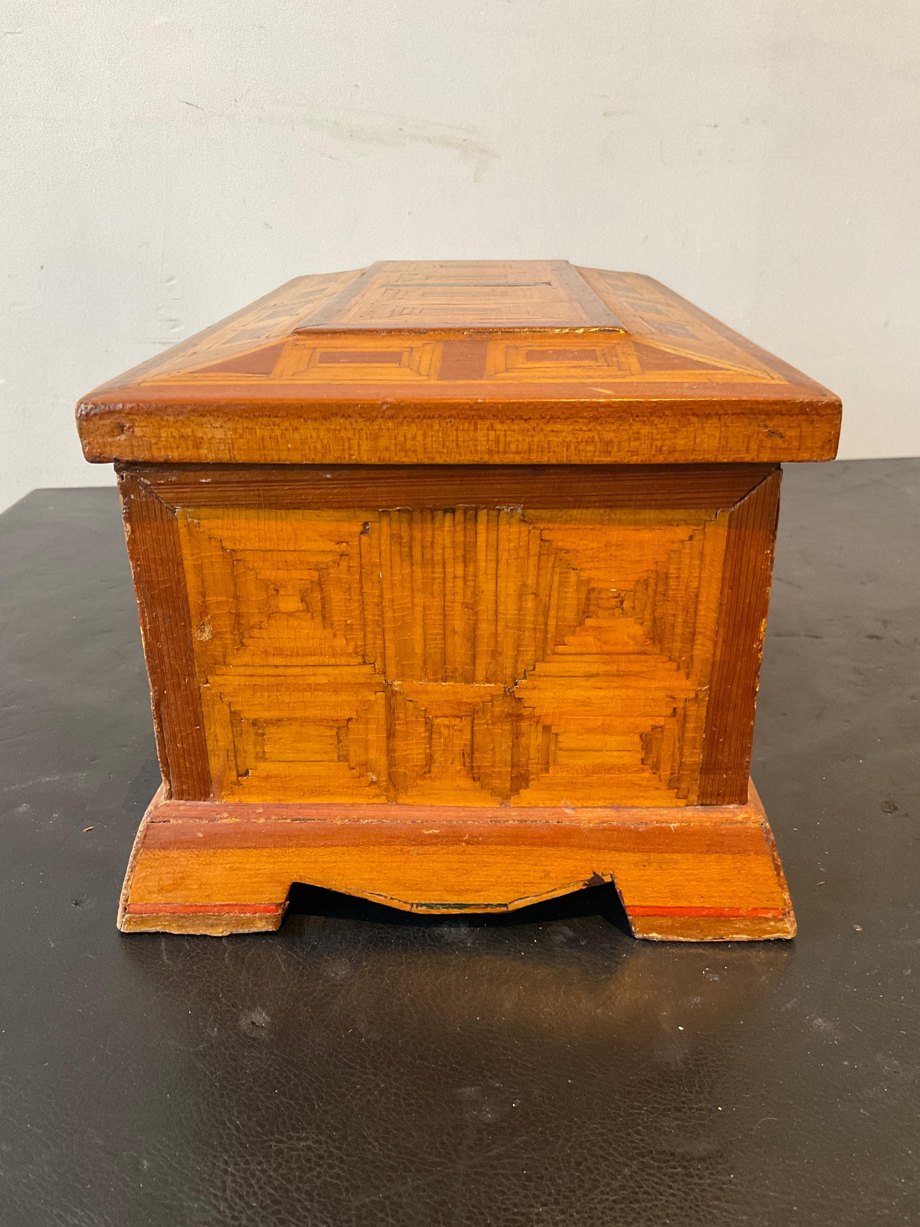 Wood 1910 Matchstick Jewlry Box For Sale