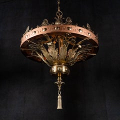 1910 Monumental Beaux-Arts Bronze and Copper Corona Chandeliers