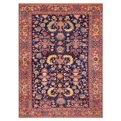 1910 Navy-Blue-Red Leaf Palmette Antique Persian Heriz Rug 9
3" x 12
9" Carpet 1910 Navy-Blue-Red Leaf Palmette Used Persian Heriz Rug 9
3" x 12
9" Carpet