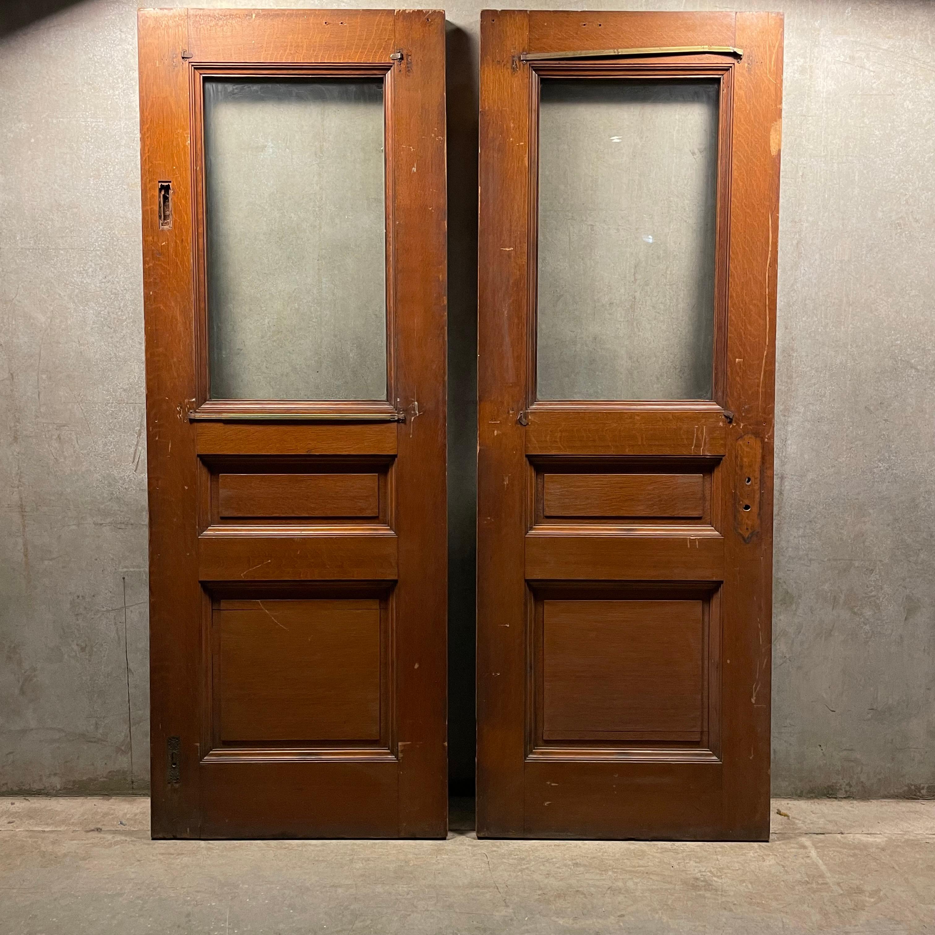 Victorian 1910 oak vestibule entry door set