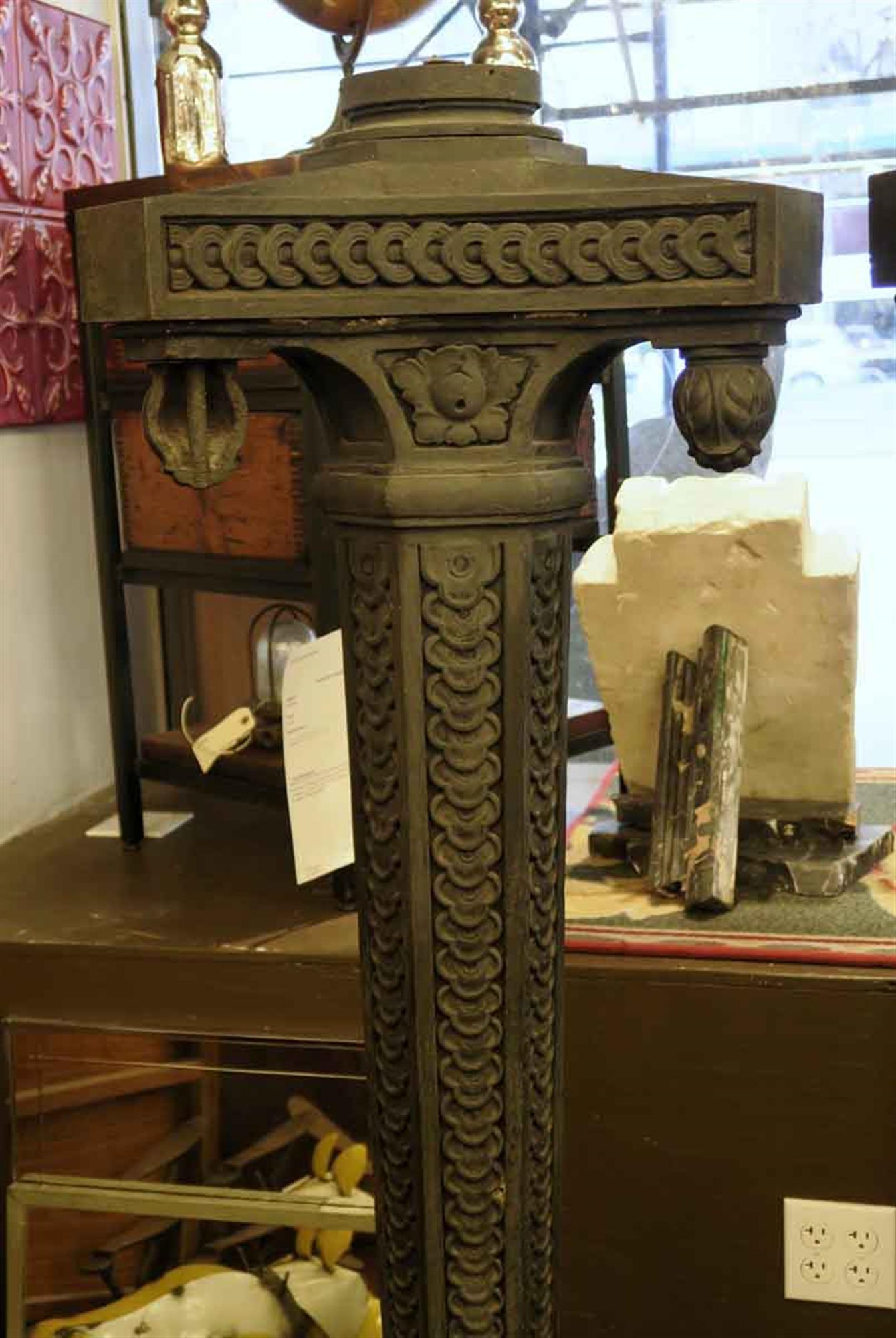 Beaux Arts Pair of Cast Iron Exterior Claw Foot Lamp Posts, circa 1910
