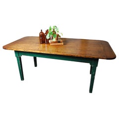 1910 Pine Canadian Farm Table in Polychrome Old Surface Paint
