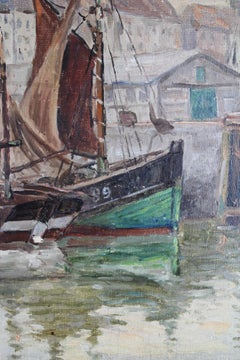 1910 Plein Air oil painting cardboard Honfleur signed Achilles Ketelle France