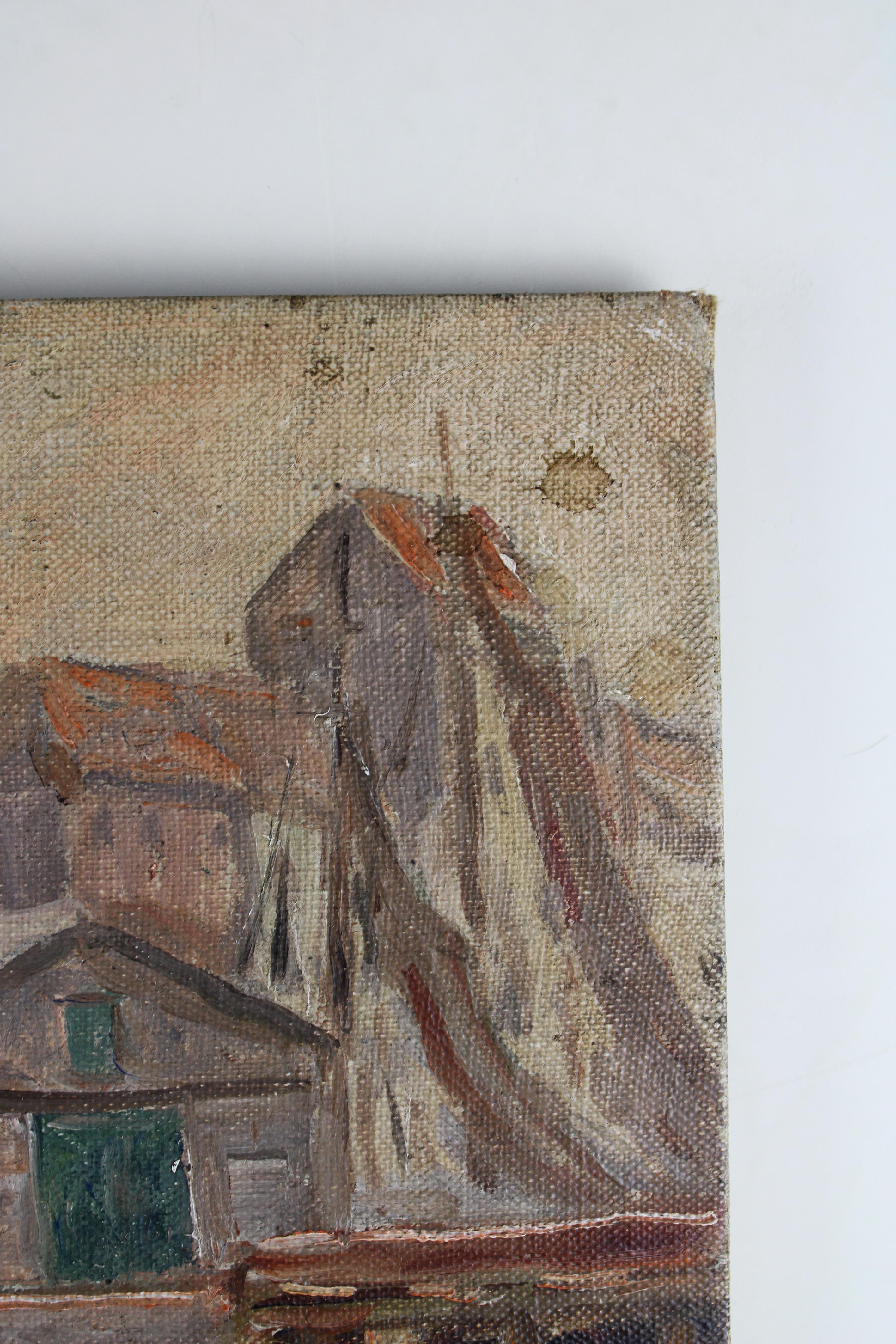 20th Century 1910 Plein Air oil painting cardboard Honfleur signed Achilles Ketelle France For Sale