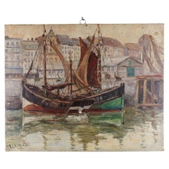 1910 Plein Air oil painting cardboard Honfleur signed Achilles Ketelle France