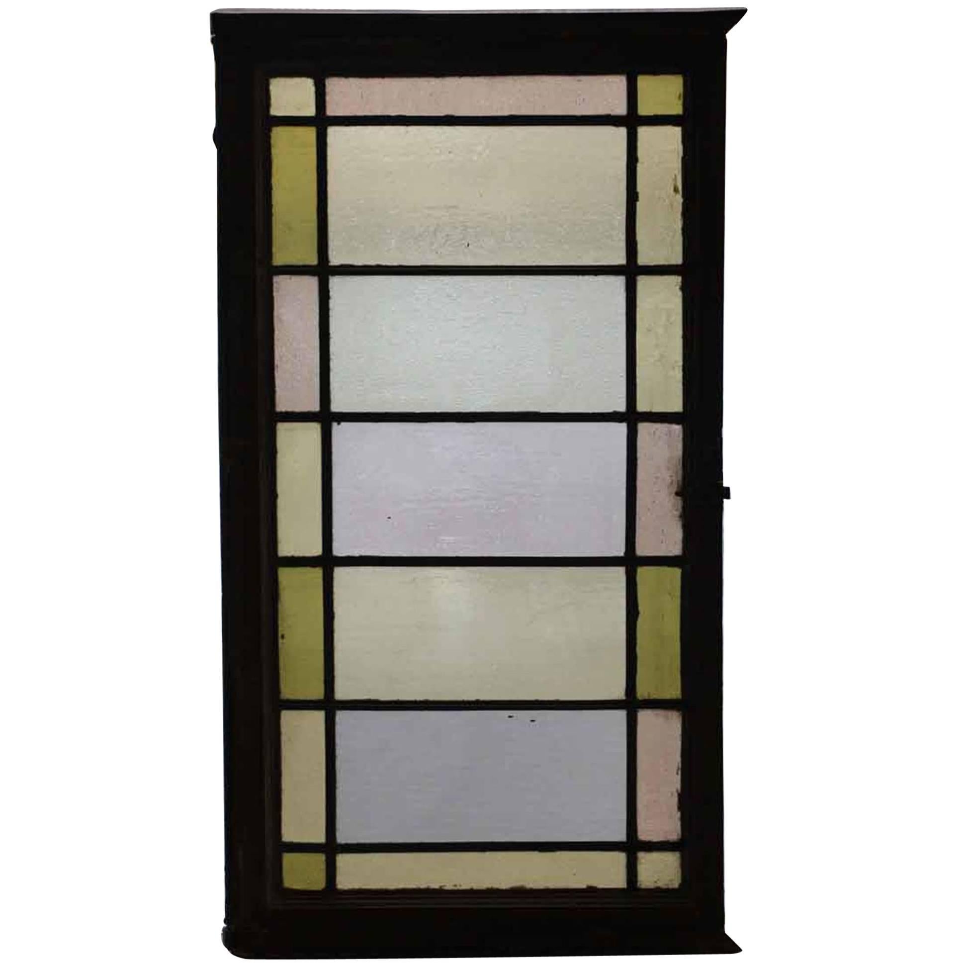 1910 Reclaimed Pastel Colored Stained Glass Rectangular Window
