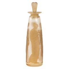1910 Rene Lalique Ambre Antique Flacon de Parfum Coty Verre Givré Patine Sépia