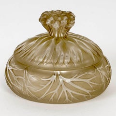 1910 René Lalique Box Cheveux De Venus Frosted Glass with Sepia Patina