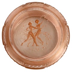 1910 René Lalique Box Fontenay Glass with Pink Sepia Patina