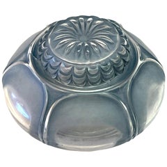 1910 René Lalique Nenuphar Inkwell Blue Stained Glass, Water Lily