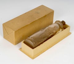 1910 Flacon de parfum René Lalique Ambre Verre Coty Antique Patine Sépia avec boîte