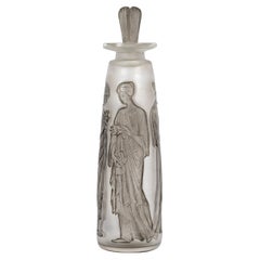1910 René Lalique, Perfume Bottle Ambre Antique Glass Grey Patina for Coty