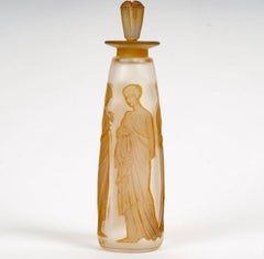 1910 René Lalique, Perfume Bottle Ambre Antique Glass Sepia Patina for Coty