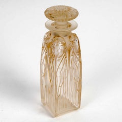 1910 René Lalique - Parfümflasche Quatre Cigales Cigadas Glas Sepia Patina