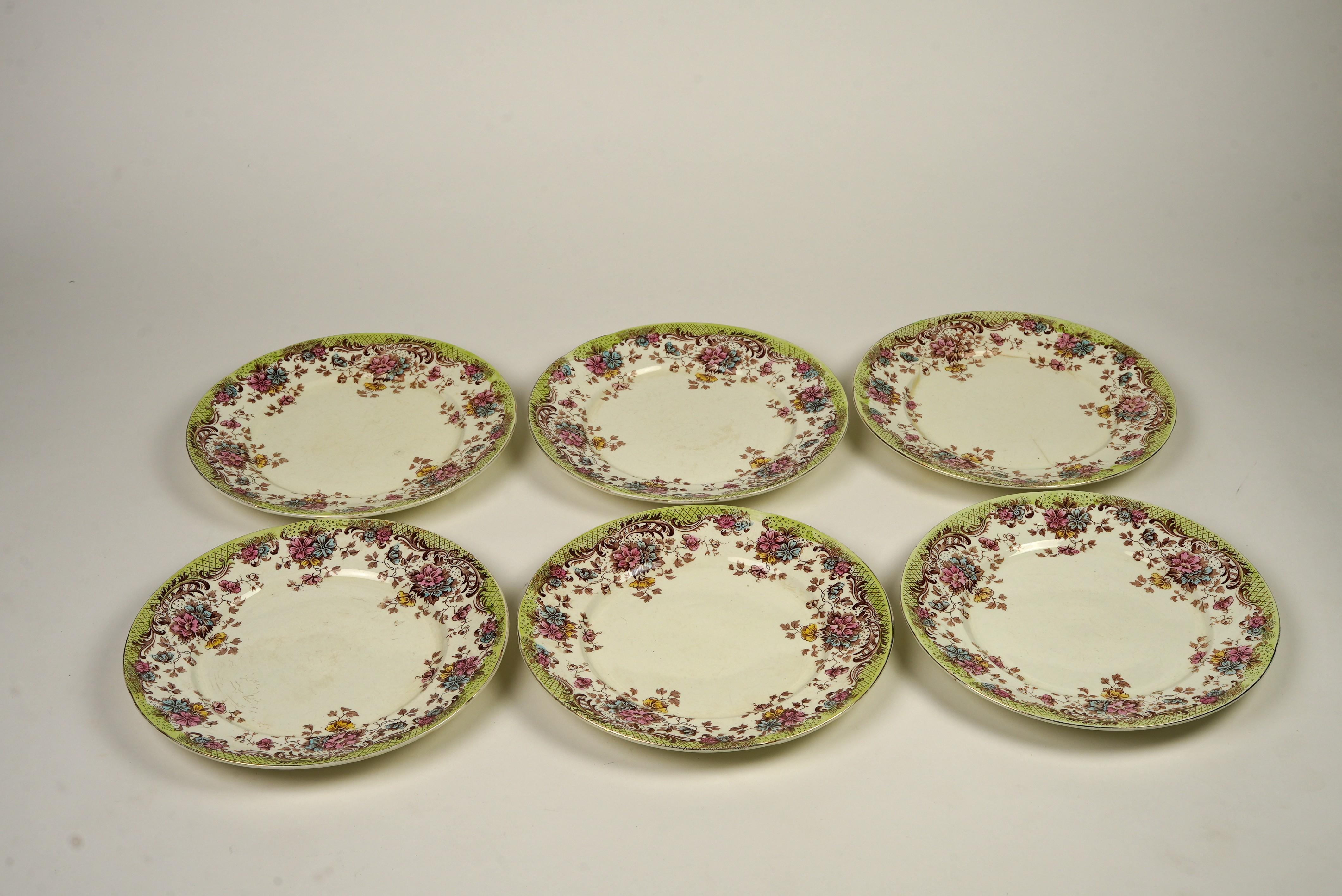 1910, Lote de 5  Antiguos Platos de Vajilla 