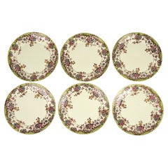 1910, Set of 5  Antique William Northwood “Maine” Pattern Dinner Plates, Green