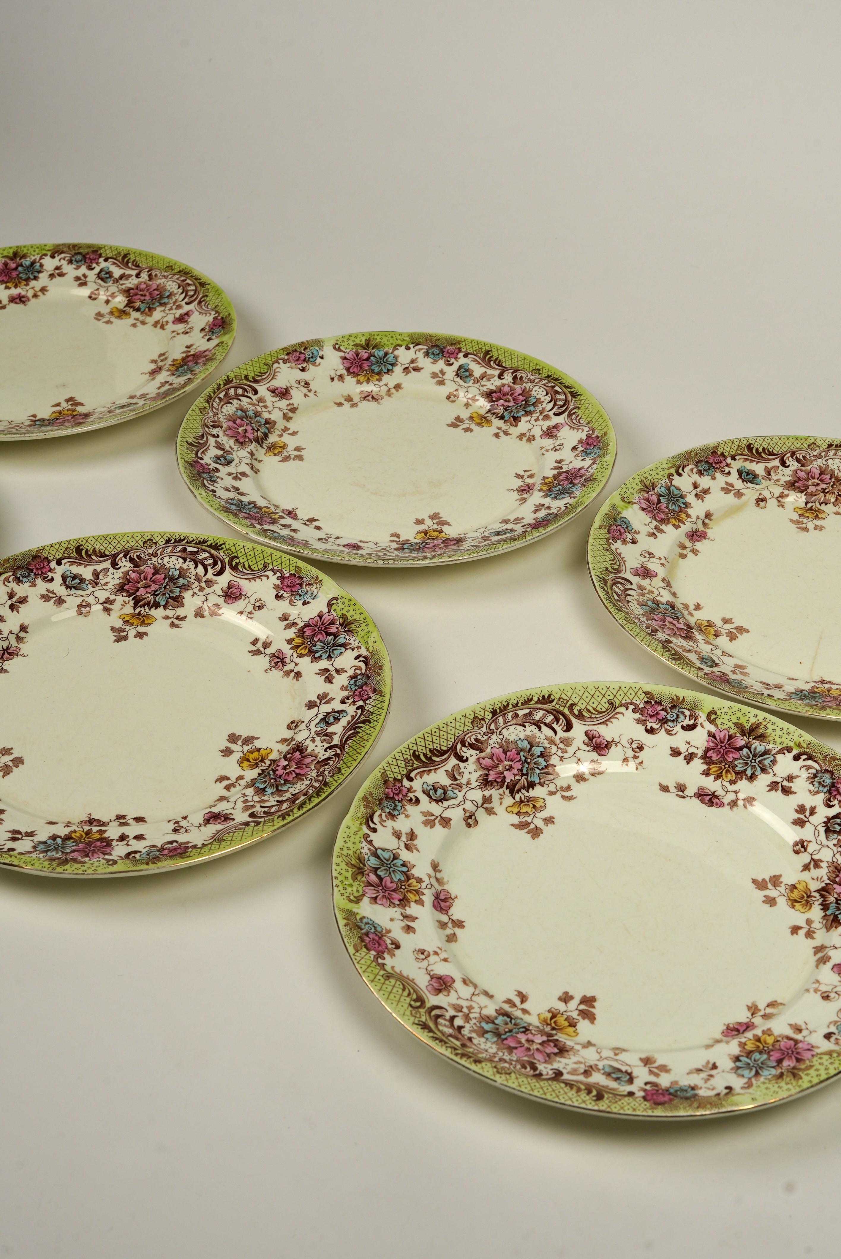 1910, Lote de 5  Antiguos Platos de Vajilla 