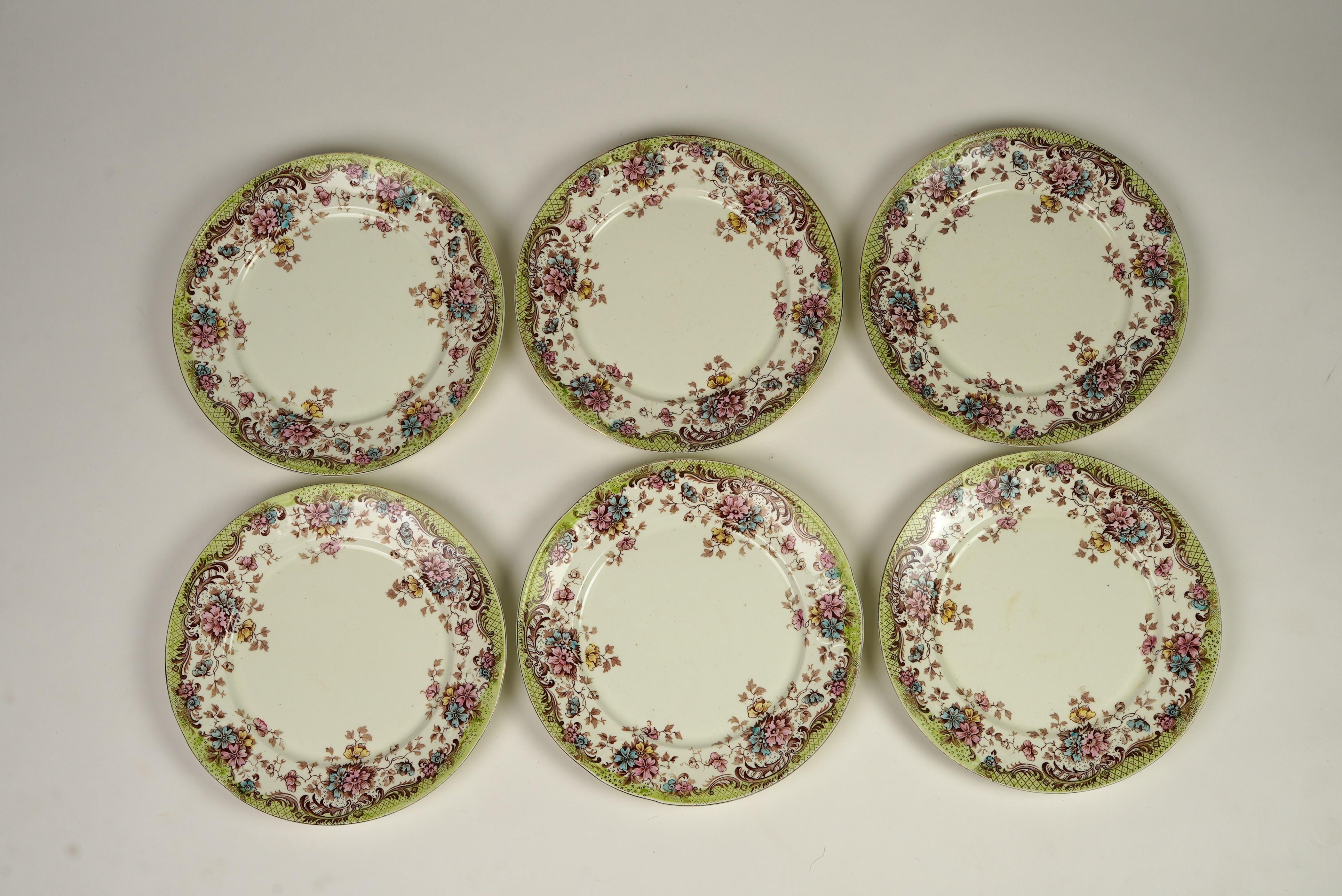 1910, Lote de 5  Antiguos Platos de Vajilla 