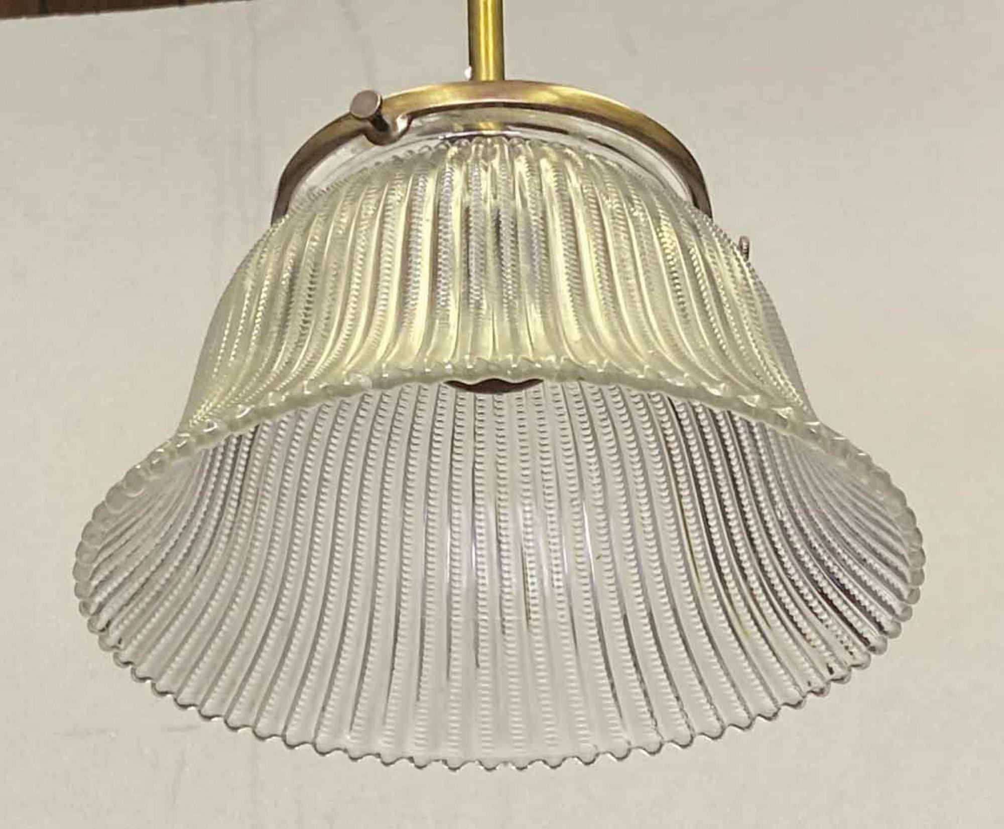 Industrial 1910 Simple Pendant Light Original Holophane Glass Shade