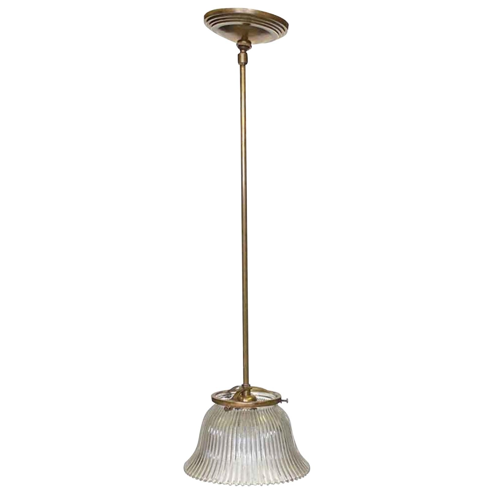 1910 Simple Pendant Light Original Holophane Glass Shade