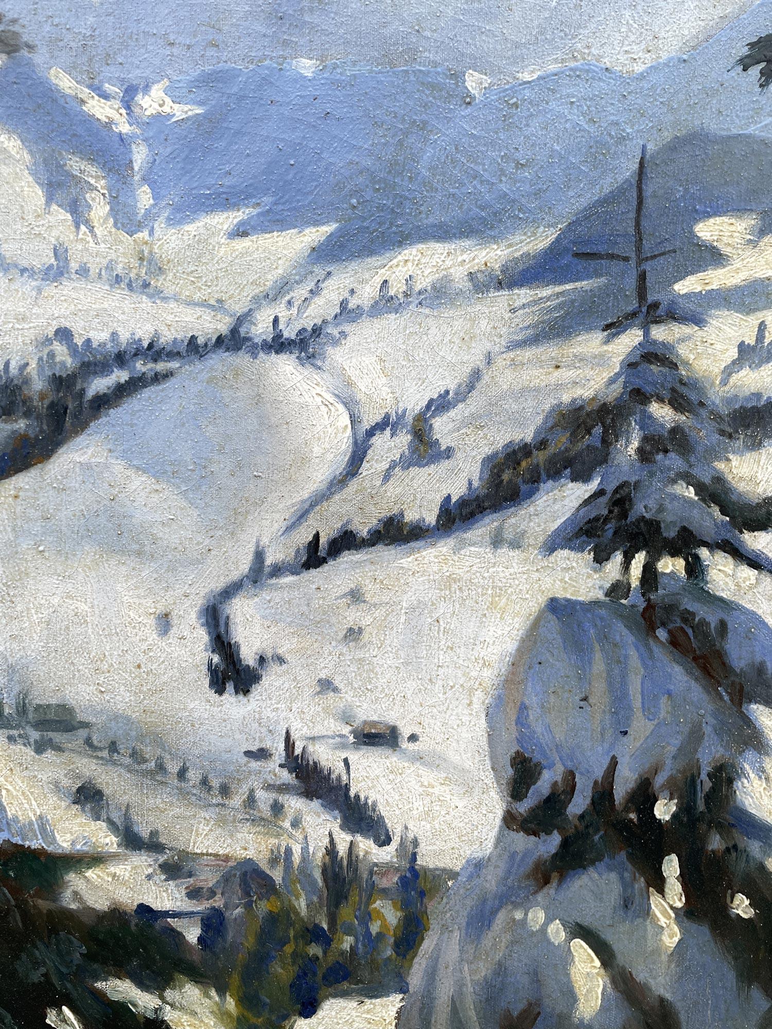 1910 Snowy Landscape by Rudolf Fischer For Sale 2