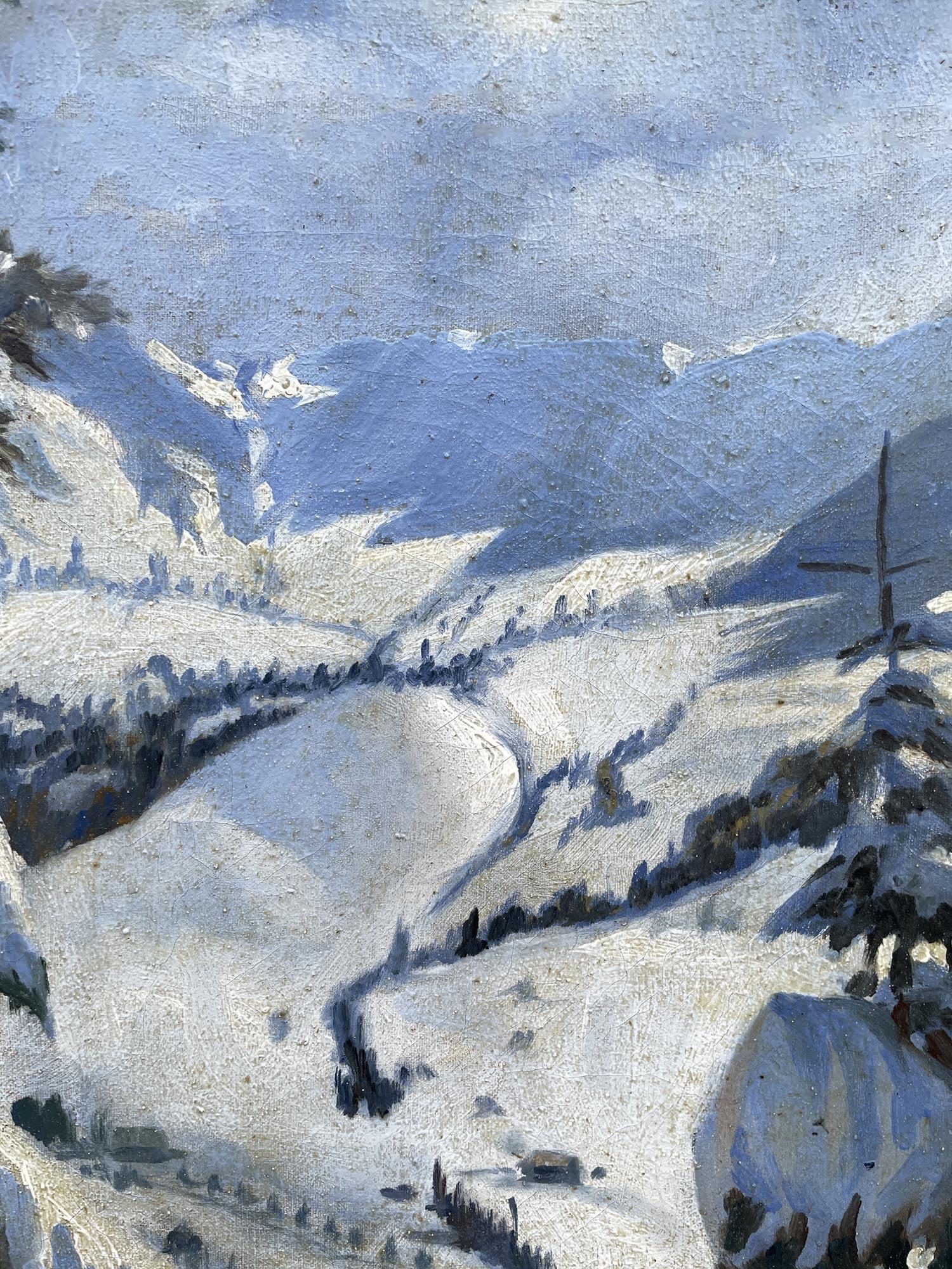 1910 Snowy Landscape by Rudolf Fischer For Sale 3