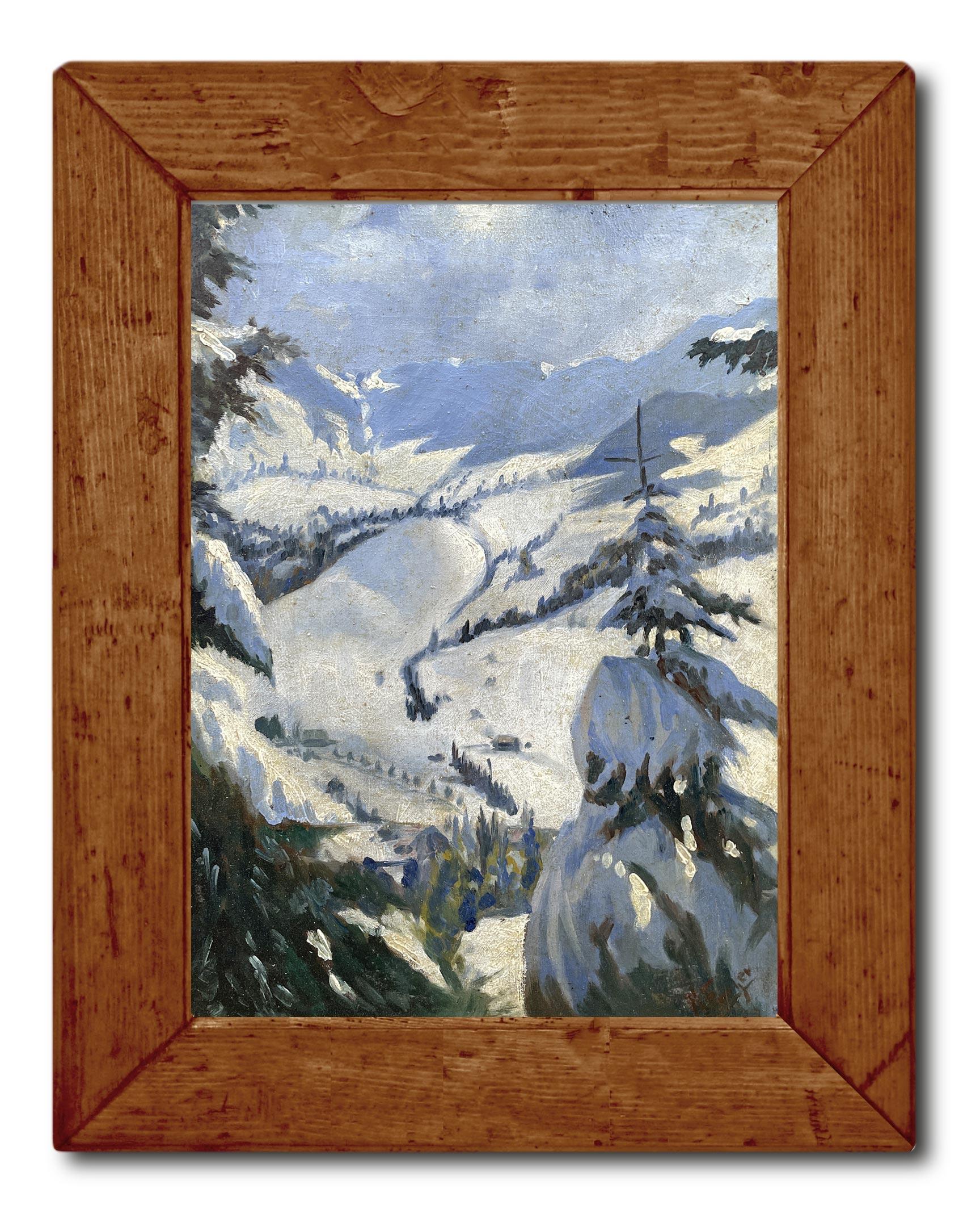 1910 Snowy Landscape by Rudolf Fischer In Good Condition For Sale In Albignasego, IT