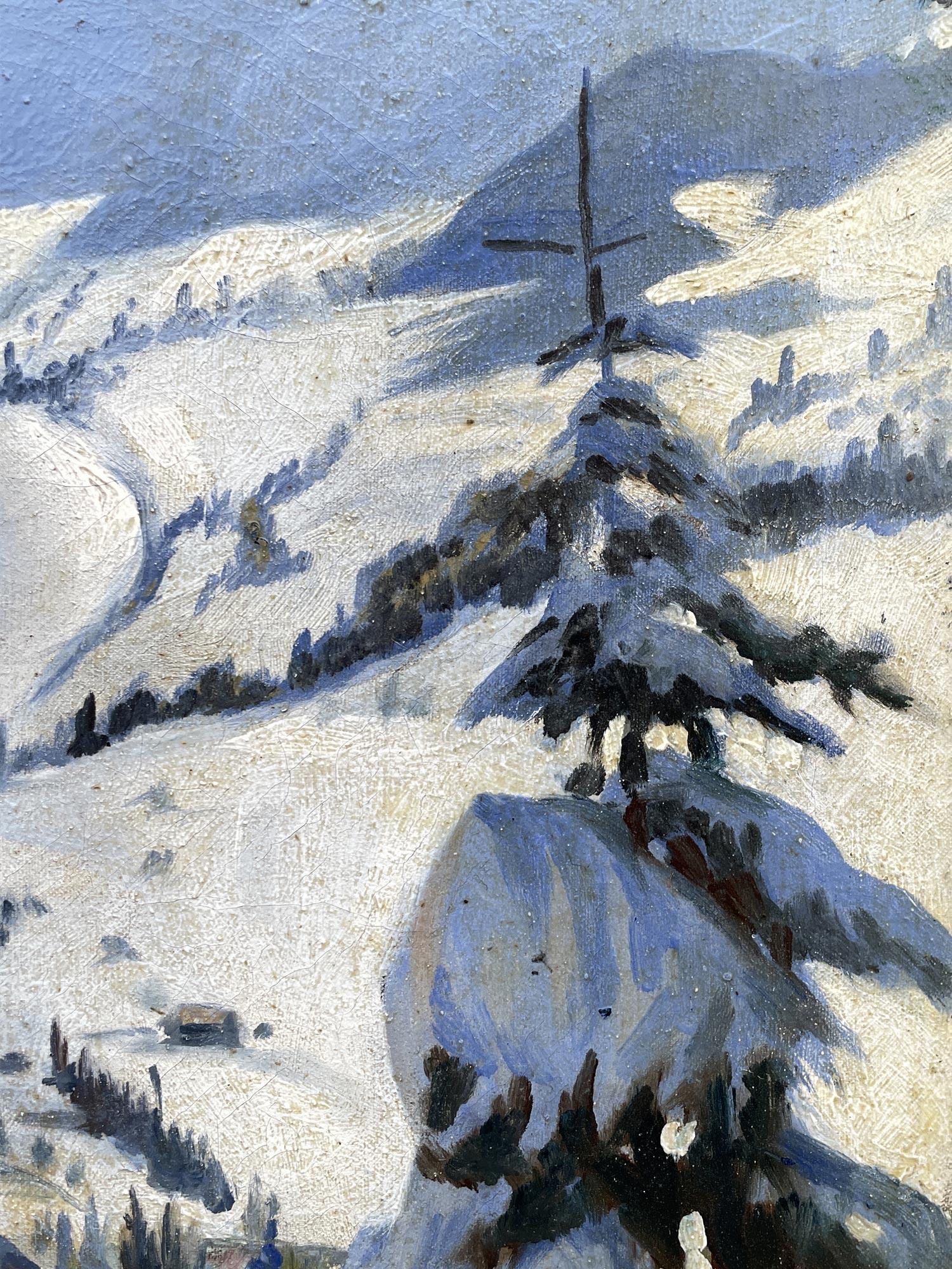Canvas 1910 Snowy Landscape by Rudolf Fischer For Sale