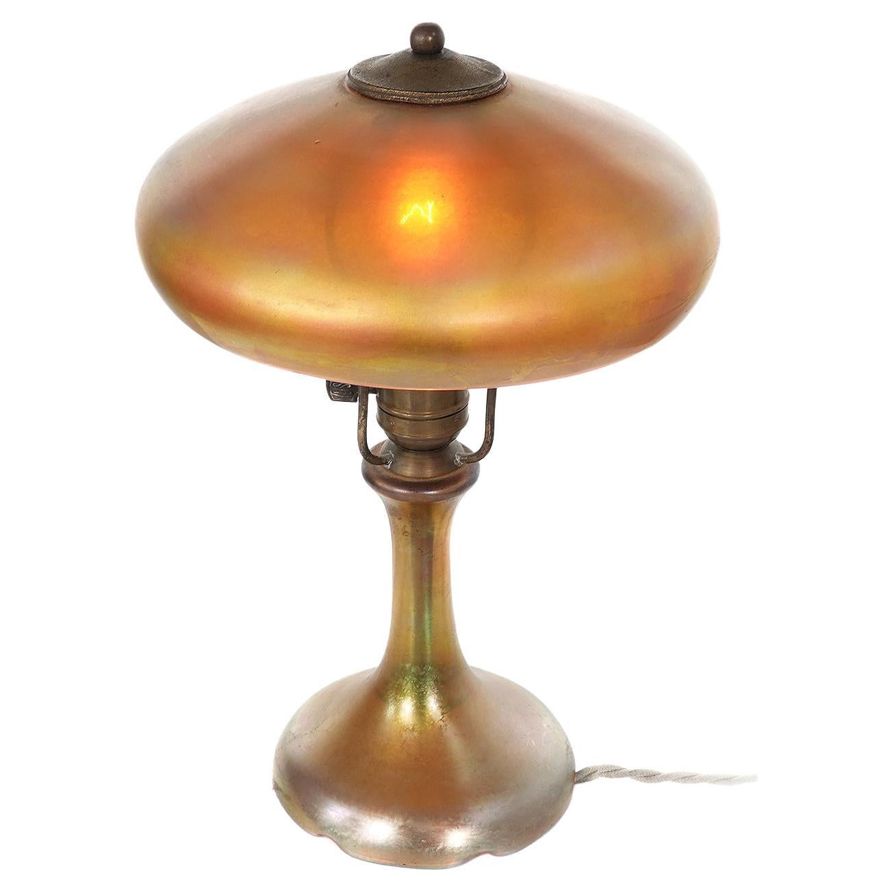 1910 Steuben Gold Aurene Glass Lamp