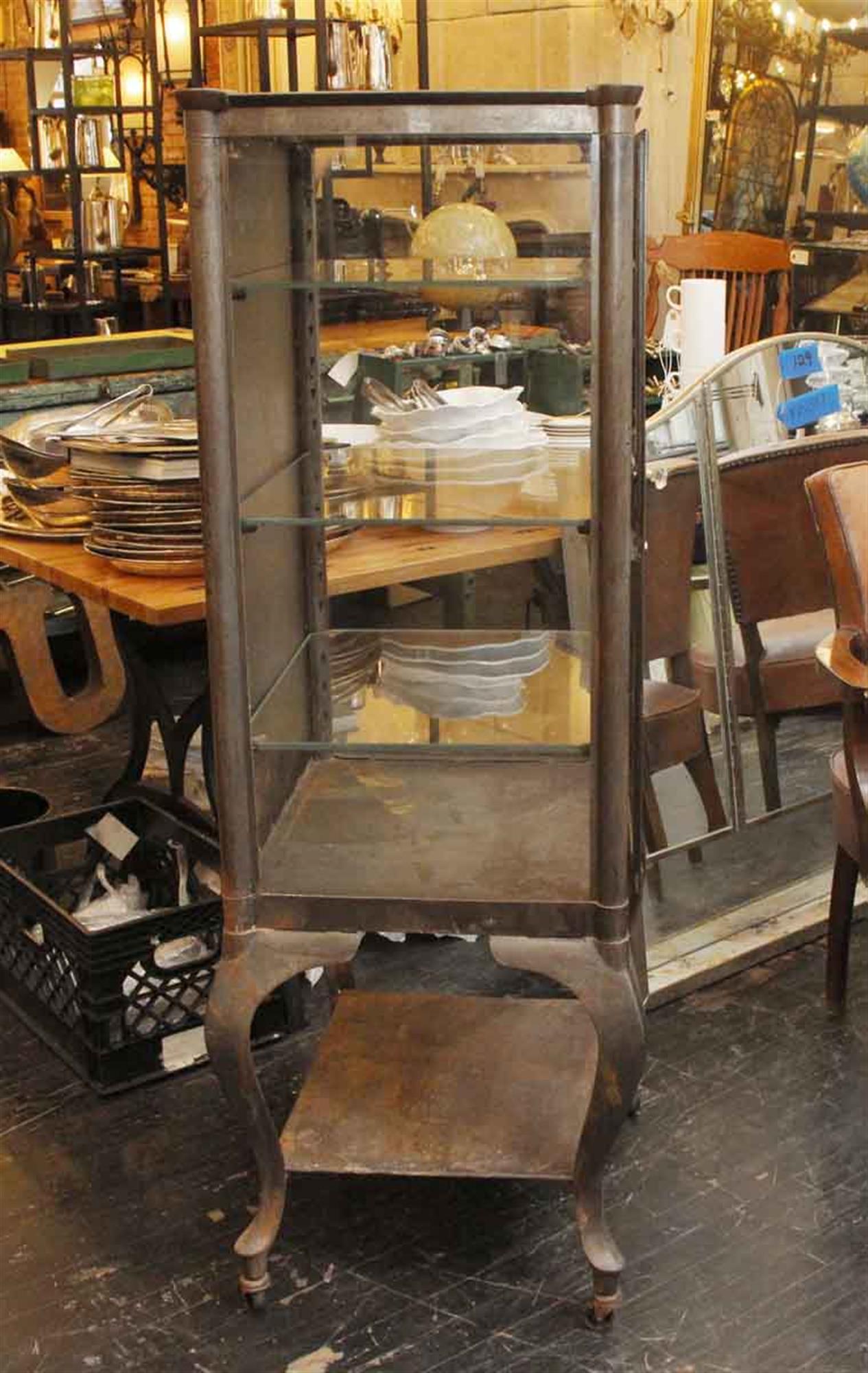 Early 20th Century 1910 Stripped and Lacquered Medical Cabinet with Cabriole Legs