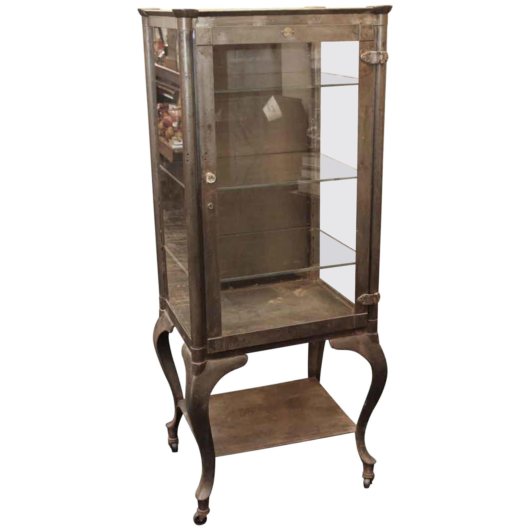 1910 Stripped and Lacquered Medical Cabinet with Cabriole Legs