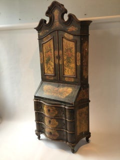 1910 Venetian Painted Secretary, Flowers and Birds