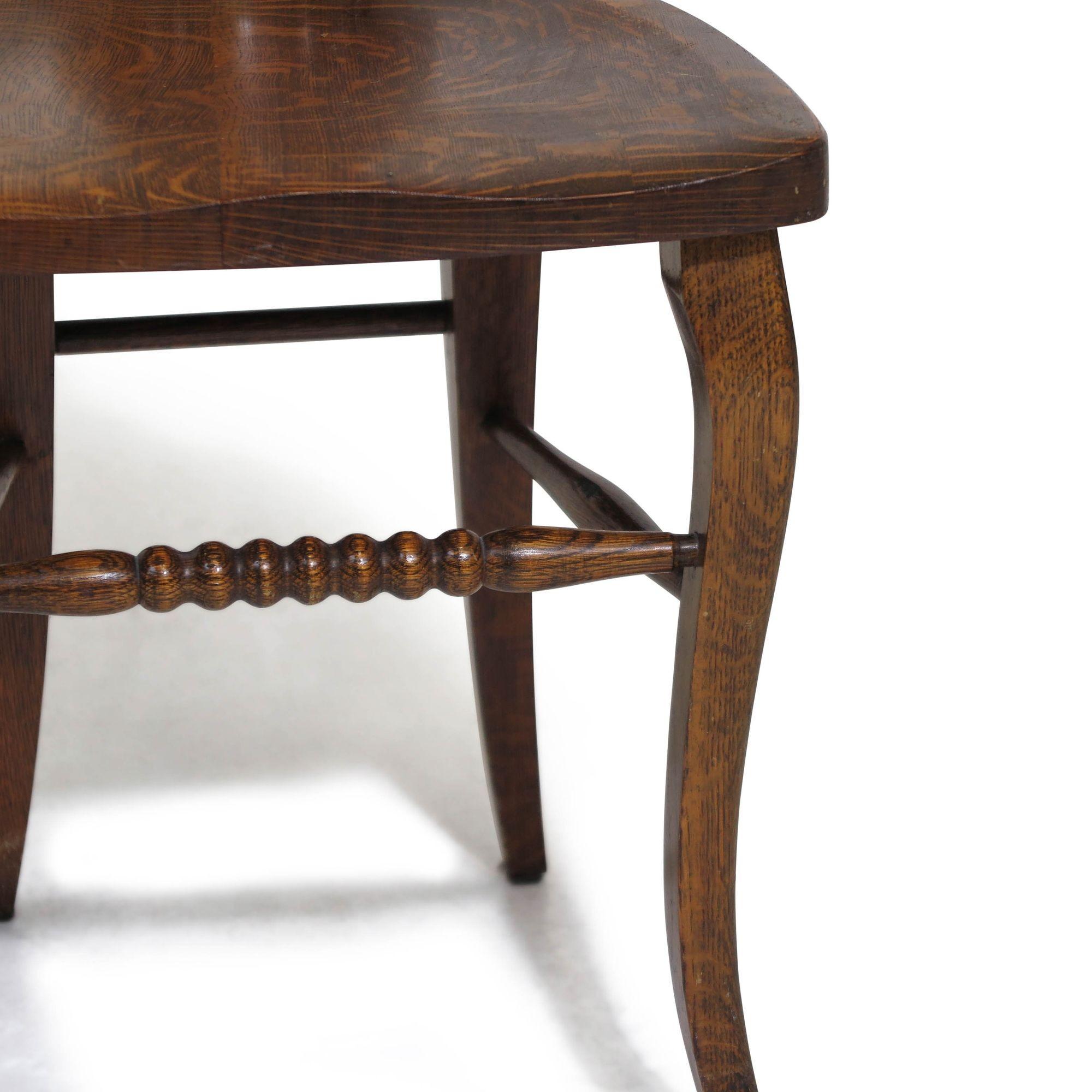 American 1910 Whimsically Carved Northwind Oak Chair